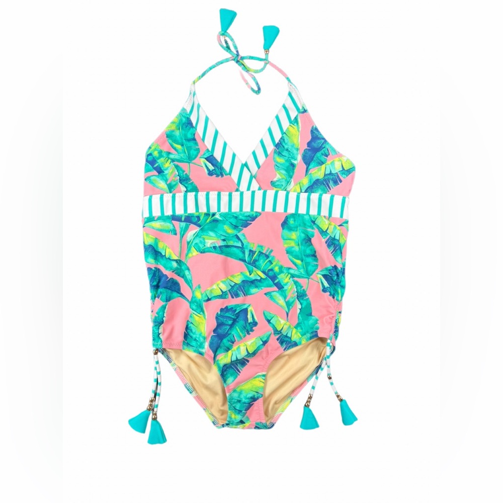 CABANA LIFE Girls Preppy Palm One-Piece in Multi - 12